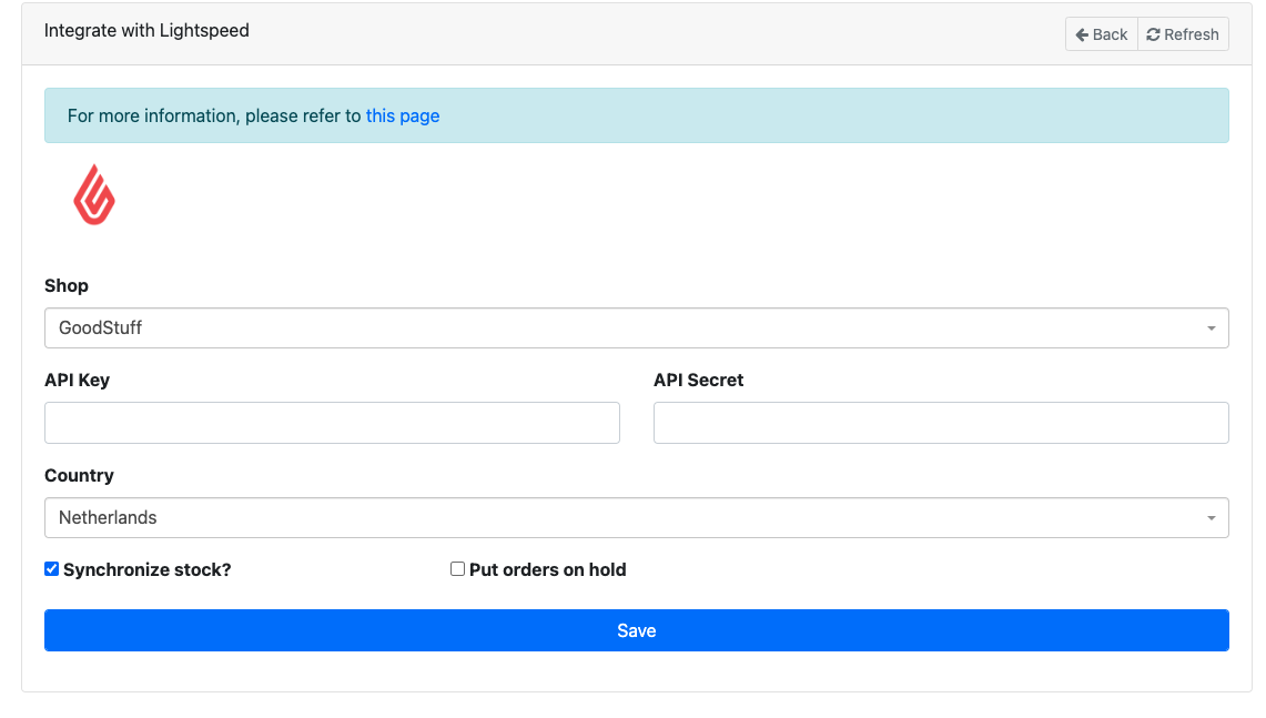 CloudWMS integrations Lightspeed