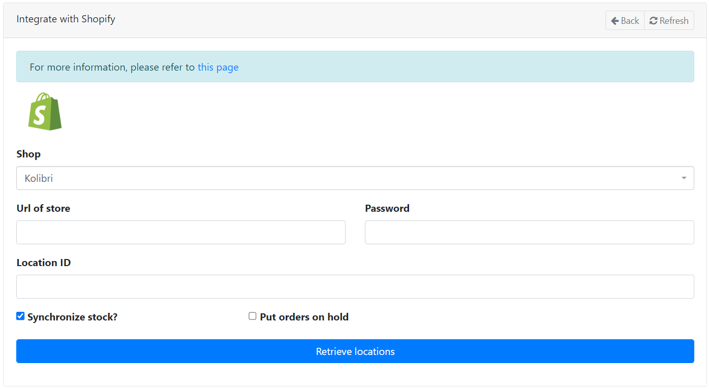 CloudWMS integrations Shopify