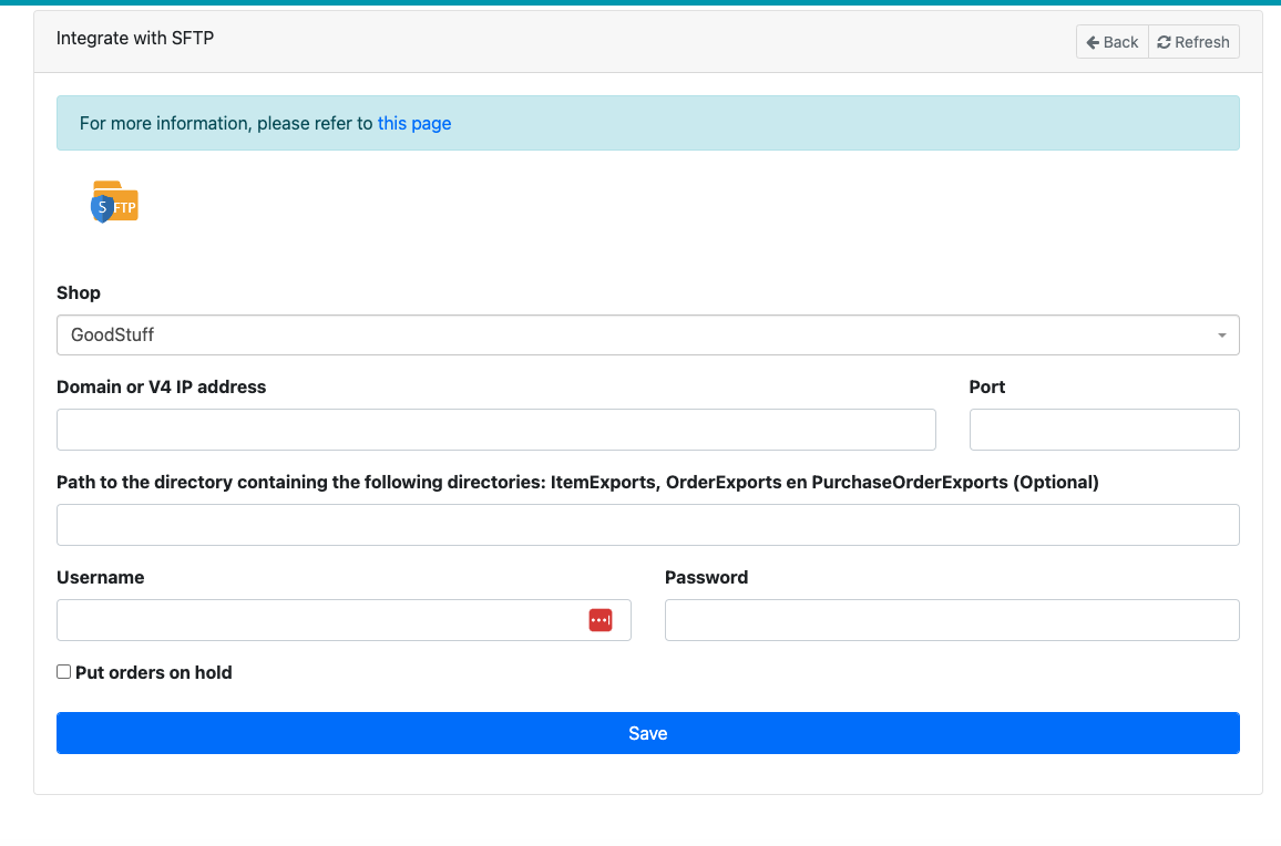 CloudWMS integrations SFTP